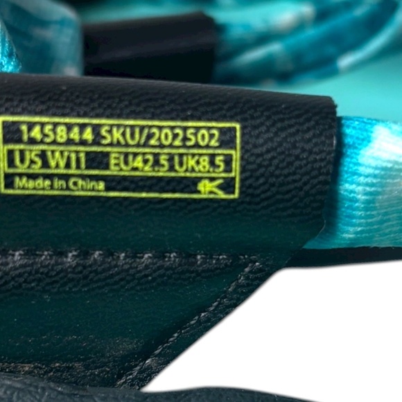 Kuru Sling Tie Sandals Sz 11 Black Teal Strappy Patterned Straps Outdoor Comfort - Picture 2 of 10